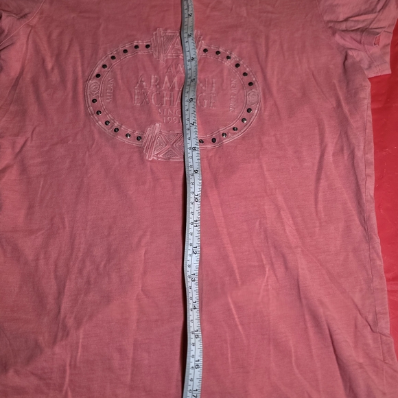 Armani Exchange Coral Pink Logo Short Sleeve Tee - Picture 6 of 6